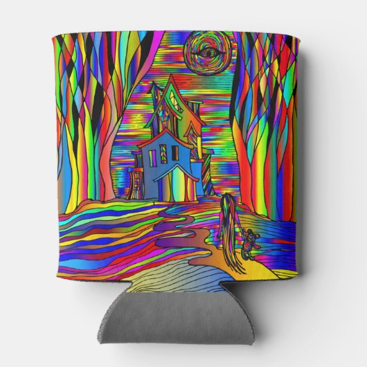 Halloween Spuk House Beängstigend Abstrakt farbenf Dosenkühler (Rückseite)