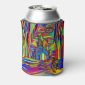Halloween Spuk House Beängstigend Abstrakt farbenf Dosenkühler (Kanne Rückseite)