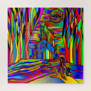 Halloween Spuk House Beängstigend Abstrakt farbenf Puzzle