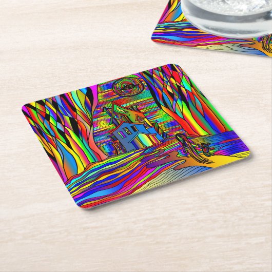 Halloween Spuk House Beängstigend Abstrakt farbenf Rechteckiger Pappuntersetzer (angewinkelt)