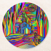 Halloween Spuk House Beängstigend Abstrakt farbenf Runder Pappuntersetzer (Vorderseite)