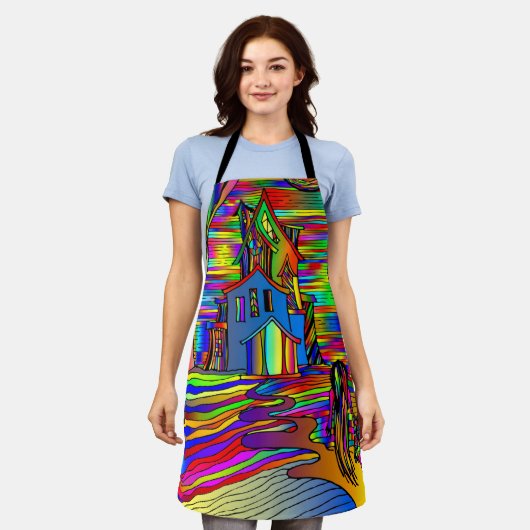 Halloween Spuk House Beängstigend Abstrakt farbenf Schürze (Getragen)