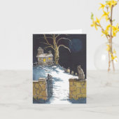 Halloween Spuk House Beängstigend Cat Card Karte (Gelbe Blume)