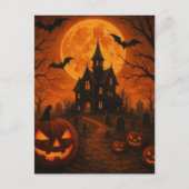 Halloween Spuk House Beängstigend Night Pumpkin Postkarte (Vorderseite)