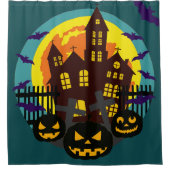 Halloween Spuk House Beängstigend Pumpkins Bats Duschvorhang (Vorderseite)