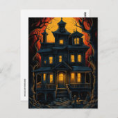 Halloween Spuk House bei Nachtkarten Postkarte (Vorne/Hinten)