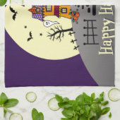 Halloween Spuk House Black Bat Full Moon Ghost Geschirrtuch (Gefaltet)