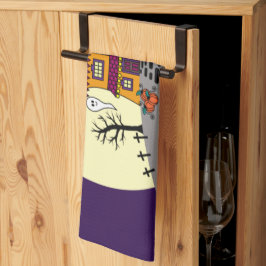 Halloween Spuk House Black Bat Full Moon Ghost Geschirrtuch