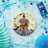 Halloween Spuk House Black Bat Full Moon Ghost Pappteller (Party)