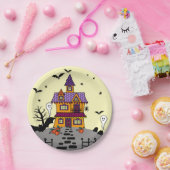 Halloween Spuk House Black Bat Full Moon Ghost Pappteller (Party)