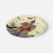 Halloween Spuk House Black Bat Full Moon Ghost Pappteller (Schrägansicht)