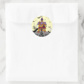 Halloween Spuk House Black Bat Full Moon Ghost Runder Aufkleber (Tasche)