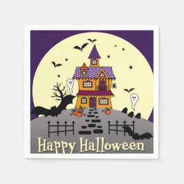 Halloween Spuk House Black Bat Full Moon Ghost Serviette