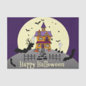 Halloween Spuk House Black Bat Full Moon Lila Seidenpapier (Vorderseite)