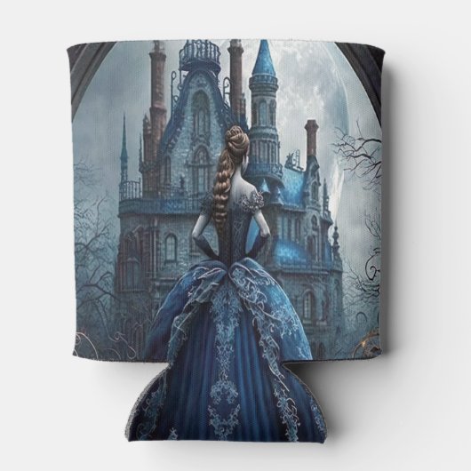 Halloween Spuk House Blue Night Beängstigend Dosenkühler (Rückseite)