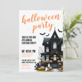 Halloween Spuk House Costume Party Einladung (Stehend Vorderseite)