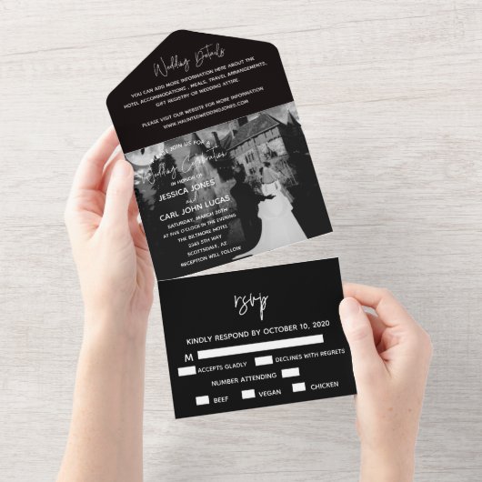 Halloween Spuk House Couple Mittwoch Oktober All In One Einladung (Abreißen)