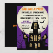 Halloween Spuk House Full Moon Cartoon Einladung (Vorne/Hinten)
