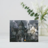 Halloween Spuk House geht aus, solange Sie können Postkarte (Stehend Vorderseite)