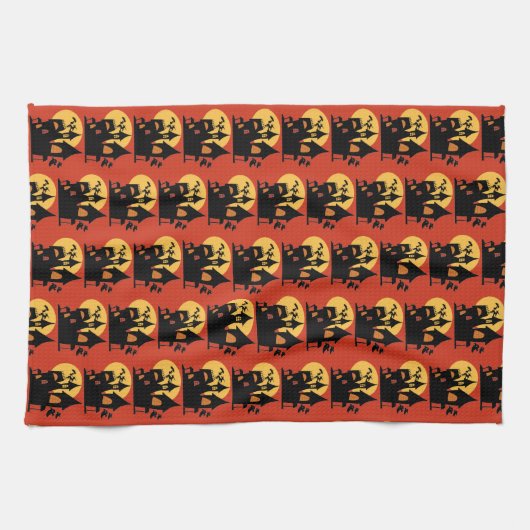 Halloween Spuk House Geschirrtuch (Horizontal)