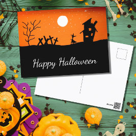 Halloween Spuk House Hexe Postkarte