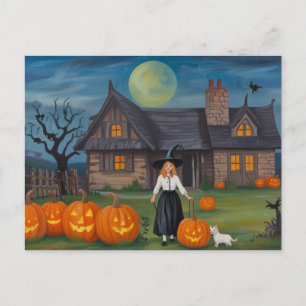 Halloween Spuk House Hexe Postkarte
