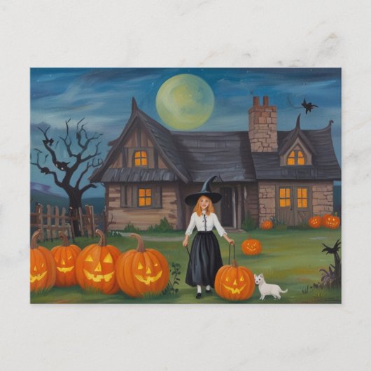 Halloween Spuk House Hexe Postkarte (Vorderseite)