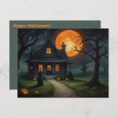 Halloween Spuk House Hexe Postkarte (Vorne/Hinten)