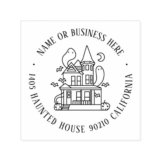 Halloween Spuk House Individuelle Name Rücksendead Permastempel (Design)