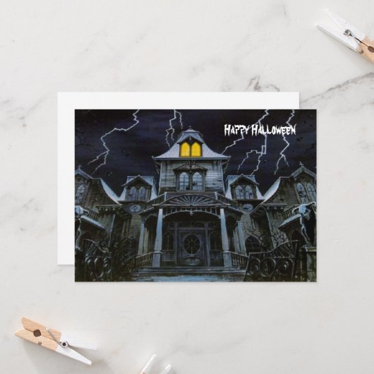 Halloween Spuk House Karte (Vorderseite/Rückseite Beispiel)