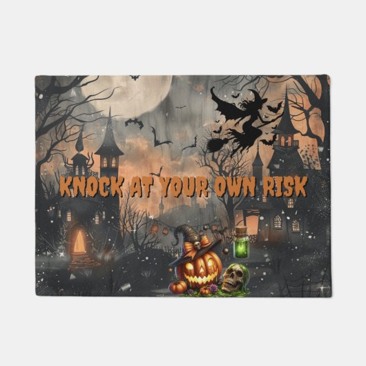 Halloween Spuk House KNOCK AUF EIGENES RISIKO Fußmatte (Vorderseite)