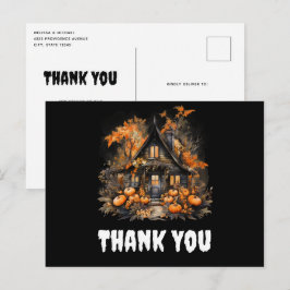 Halloween Spuk House mit Pumpkins Danke Postkarte