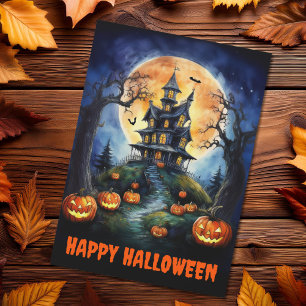 Halloween Spuk House mit Pumpkins Feiertagskarte
