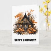 Halloween Spuk House mit Pumpkins & Foliage Karte (Gelbe Blume)