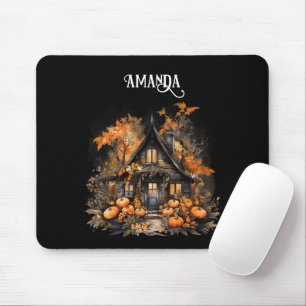 Halloween Spuk House mit Pumpkins & Foliage Mousepad