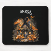 Halloween Spuk House mit Pumpkins & Foliage Mousepad (Vorne)