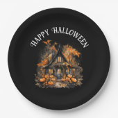 Halloween Spuk House mit Pumpkins & Foliage Pappteller (Vorderseite)