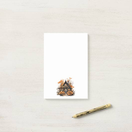 Halloween Spuk House mit Pumpkins & Foliage Post-it Klebezettel (Auf Schreibtisch)