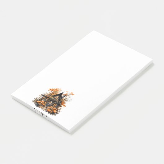 Halloween Spuk House mit Pumpkins & Foliage Post-it Klebezettel (angewinkelt)