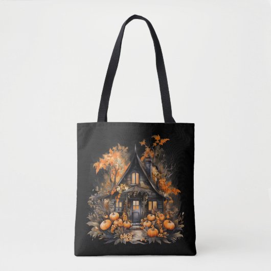 Halloween Spuk House mit Pumpkins & Foliage Tasche (Vorderseite)