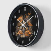 Halloween Spuk House mit Pumpkins & Foliage Uhr (Winkel)