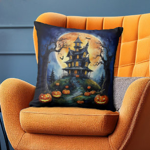 Halloween Spuk House mit Pumpkins Kissen