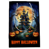 Halloween Spuk House mit Pumpkins Mittlere Geschenktüte (Vorderseite)