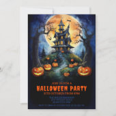 Halloween Spuk House mit Pumpkins Party Einladung (Vorderseite)