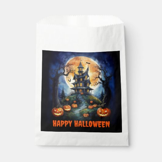 Halloween Spuk House mit Pumpkins Party Geschenktütchen (Vorderseite)