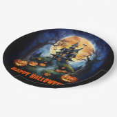 Halloween Spuk House mit Pumpkins Party Pappteller (Schrägansicht)