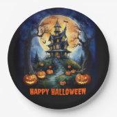 Halloween Spuk House mit Pumpkins Party Pappteller (Vorderseite)