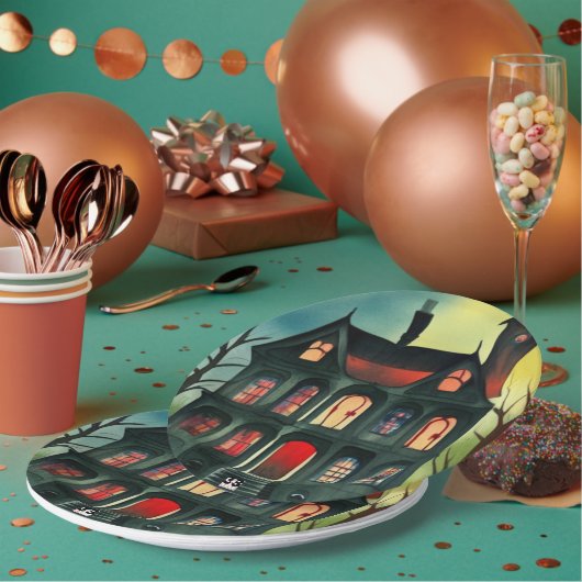 Halloween Spuk House Pappteller (Multi)