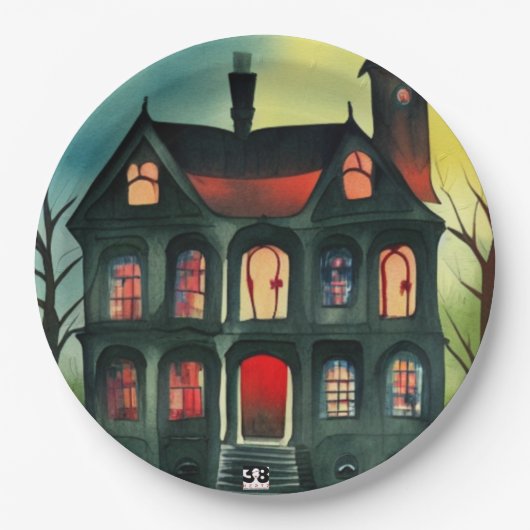 Halloween Spuk House Pappteller (Vorderseite)