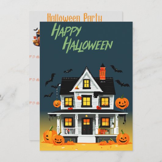 Halloween Spuk House Party Einladung (Vorne/Hinten)